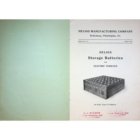 Original 1905 Helios Storage Batteries Electric Vehicles Manufacturing Booklet - Picture 2 of 6